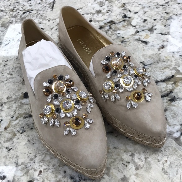 NWT Prada Embellished Platform Suede Espadrille - Picture 4 of 8